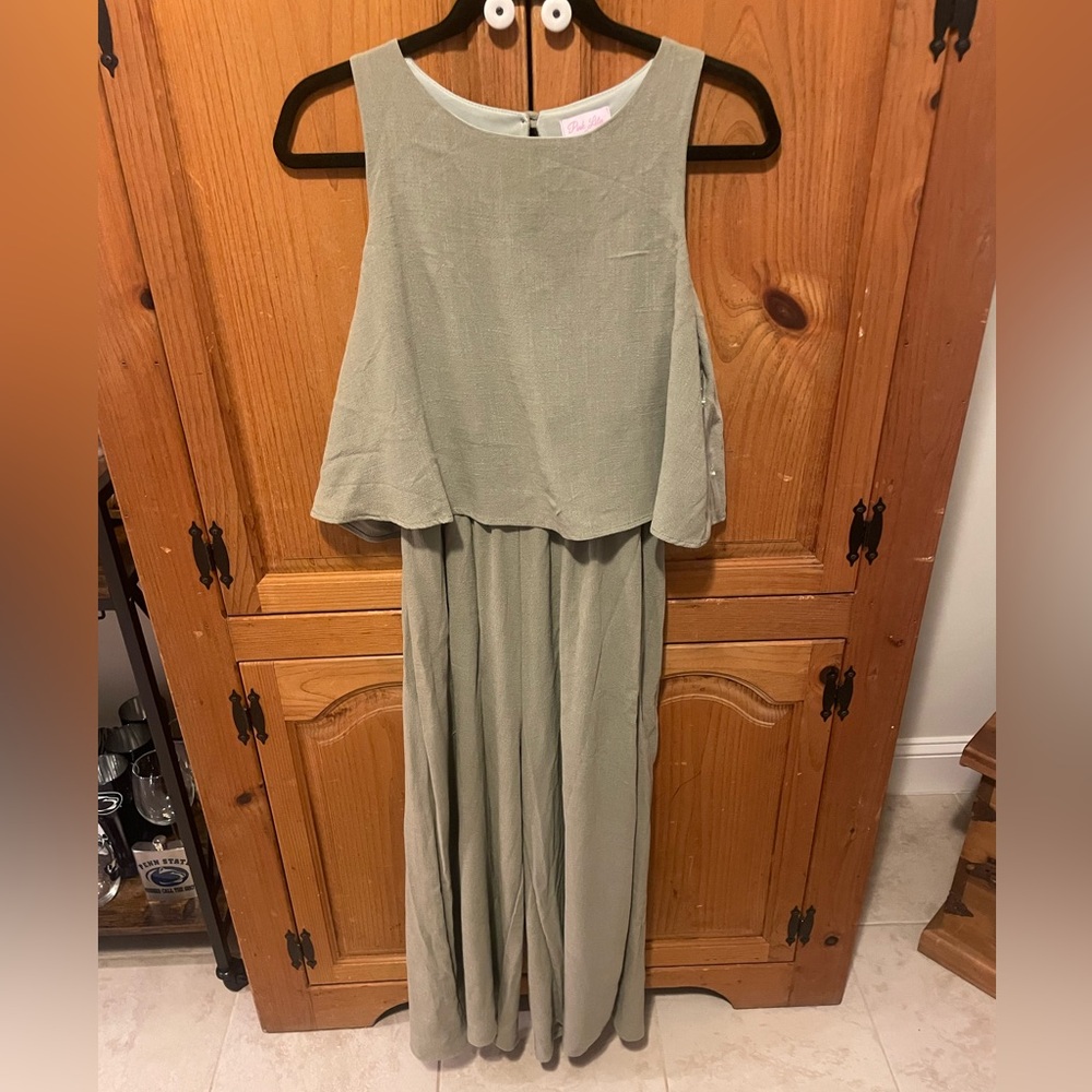 Pink Lily Light Green Romper